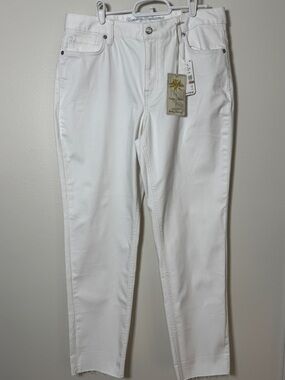 Tommy Bahama Indigo Palms White Jeans Mid Rise Slim Boyfriend Size 12 NWT